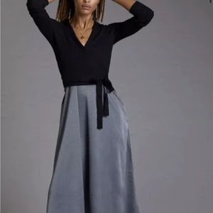 Anthropologie Black and Gray Midi Dress